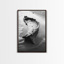 Driftwood Shore, Tidal Beauty, Washed Wood, Canvas Print, Coastal Beach Wall Art, Minimalist Bathroom Decor, Black and White Ocean Scene
