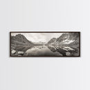 Alpine Reflection, Snowy Peaks, Tranquil Water, Framed Canvas Print, Nature Photography, Minimalist Wall Art, Bedroom or Office Decor