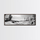 Desert Coast, Palm Ruins, Forgotten Beach, Framed Canvas Print, Surreal Photography, Boho Living Room Art, Coastal Wall Decor