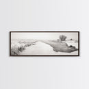 Winter River, Frosty Fields, Minimalist Landscape, Canvas Print, Modern neutral art, Rustic home decor, Entryway wall art, Scandinavian vibe