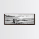 Blanket Beach, Woven Texture, Ocean Sunset, Tranquil Shore, Framed Canvas Print, Boho Wall Art, Bedroom Decor, Soft Coastal Photography Style