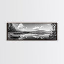 Canoe Lake, Still Water, Pine Forest, Outdoor Serenity, Canvas Print, Nature Wall Art, Rustic Cabin Decor, Peaceful Landscape, Neutral Tones