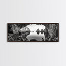 Sea Cave View, Ocean Reflections, Nature Escape, Framed Canvas Print, Beach House Wall Art, Zen Decor, Black and White Coastal Style