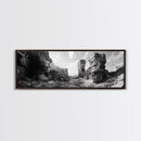 Coastal Rock Passage, Ocean Cliffside Art, Natural Texture Photography, Framed Canvas Print, Bathroom or Hallway Wall Art