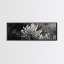 Frosted Bush, Winter Plant, Nature Closeup, Framed Canvas Print, Botanical Wall Art, Neutral Bedroom Decor, Rustic Autumn Style