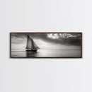 Sailboat, Ocean Horizon, Dramatic Sky, Framed Canvas Print, Nautical Wall Art, Minimalist Office Decor, Ocean Lover Photography