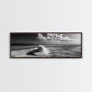Beach Hat Scene, Coastal Escape, Sunny Seaside Moment, Framed Canvas Print, Modern Boho Bedroom Art, Summer Inspired Wall Decor