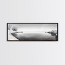 Winter Lake Reflection, Minimal Snow Scene, Bare Trees, Serene Water, Framed Canvas Print, Nordic Minimalist Art, Bedroom Wall Decor