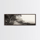 Forest Path, Misty Woods, Quiet Trail, Coastal Fog, Framed Canvas Print, Scandinavian Decor, Entryway Art, Minimal Nature Photography