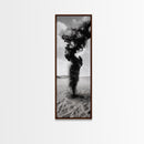 Smoke Storm, Desert Vortex, Abstract Motion, Surreal Art, Framed Canvas Print, Black and White Wall Art, Modern Office Decor, Dark Aesthetic