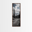 Mountain Landscape, Trail Pathway, Cloudy Sky, Nature Photography, Canvas Print, Rustic Cabin Decor, Adventure Hiker Wall Art