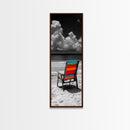 Colorful Chair, Ocean View, Peaceful Beach, Framed Canvas Print, Tropical Office Wall Art, Coastal Modern Decor, Relaxed Summer Vibe