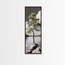 Twisted Pine Tree, Nature Serenity, Calm Wilderness, Coastal Forest, Framed Canvas Print Boho Bedroom Wall Art, Earth Tone Decor