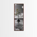 Mangrove Tree, Reflected Roots, Tranquil Nature, Coastal Zen Framed Canvas Print, tropical minimalist wall art, spa room decor