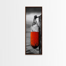 Orange Buoy, Weathered Pier, Nautical Accent, Coastal Wall Framed Canvas Print, beach house bathroom art, rustic ocean decor