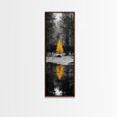 Golden Tree, Forest Reflection, Autumn Solitude, Nature Focused Minimalism, Framed Canvas Print, Zen Bathroom or Office Wall Art
