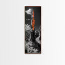 Orange Spire, Desert Rock, Natural Monument, High Contrast Landscape, Framed Canvas Print, Rustic Office Wall Art, Fall Desert Decor