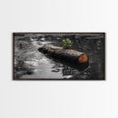 Nature Log, Life Grows, Floating Tree, Framed Canvas Print, Minimalist Growth Art, Nature Symbolism, Office Inspiration, Calm Wall Art