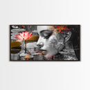 Tranquil Beauty, Water Lily, Zen Reflection, Peaceful Face, Framed Canvas Print, Minimalist Art, Spa Decor, Bedroom Wall Art, Nature Lover Gift