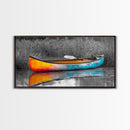 Painted Canoe, River Reflections, Nature Boating, Color Pop Art, Canvas Print, Lakeside Wall Decor, Adventure Theme, Rustic Office Art