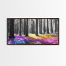 Rainbow Forest, Enchanted Woods, Dreamscape Landscape, Fantasy Nature, Framed Canvas Print whimsical nursery art, boho bedroom wall art