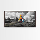 Painted Mountain Rocks, Colorful Nature Landscape, Bold Abstract Peaks, Framed Canvas Print, Living Room Wall Art, Modern Rustic Style