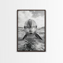 Dolphin Splash, Ocean Encounter, Monochrome Wildlife, Canvas Print, Coastal Wall Art, Bathroom Decor, Marine Animal Photography