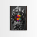 Colorful Ammo Art, Bold Bullets, Neon War, Framed Canvas Print, Urban Wall Art, Edgy Decor, Man Cave Accent, Pop Art Style