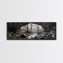Forest Cave, Woodland Stream, Natural Light, Hidden Path, Framed Canvas Print, Cabin Wall Art, Rustic Decor, Adventure Photography