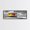 Yellow Cabin, Seaside Shack, Color Pop, Coastal Vibes, Framed Canvas Print, Beach House Wall Art, Bold Nautical Decoretic