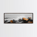 Orange Splash Rocks, Coastal Waves, Sea Spray Art, Canvas Print, Modern Beach Decor, Nature Wall Art, Bold Ocean Landscape
