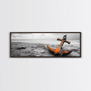 Rusted Anchor, Coastal Decay, Ocean Shore, Nautical Minimalism, Framed Canvas Print, Beach House Wall Art, Bathroom Wall Decor