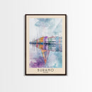 Burano, Italy Watercolor Print, Vacation Gift, Italy Wall Art, Beach Painting, Beach Decor, Large Wall Art, Wood Frame Art