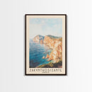 Zakynthos/Zante, Greece Watercolor Print, Vacation Gift, Greece Wall Art, Beach Painting, Beach Decor, Large Wall Art, Wood Frame Art