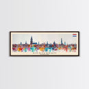 Amsterdam Netherlands Travel Art, City Art, Framed Canvas Print or Metal Wall Art, Europe Travel Poster, Panoramic Wall Art, Extra Wide Wall Art