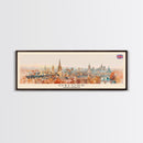 Oxford United Kingdom Panoramic Travel Poster, Framed Canvas Print or Metal Wall Art, Travel Art, Home Decor, Panoramic Painting, Midcentury Art