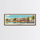 Norwich United Kingdom Panoramic Travel Poster, Framed Canvas Print or Metal Wall Art, Travel Art, Home Decor, Panoramic Painting, Midcentury Art