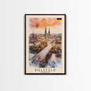 Bielefeld Germany Travel Poster Framed Canvas Print, Watercolor Art, Home Decor, Wall Art, Travel Print, Cityscape Art