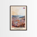 Prievidza Slovakia Travel Poster Framed Canvas Print, Watercolor Painting, Scenic Wall Art, Home Decor, Slovakian Landscape, Modern Art