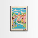 Banja Luka Bosnia Travel Poster Framed Canvas Print, Midcentury Modern Art, Pop Art Wall Decor, Home Decor, Vacation Gift, Living Room Art