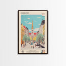 Debrecen Hungary Travel Poster Framed Canvas Print, Midcentury Modern Art, Pop Art Wall Decor, Home Decor, Vacation Gift, Living Room Art