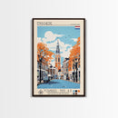 Enschede Netherlands Travel Poster Framed Canvas Print, Midcentury Modern Art, Pop Art Wall Decor, Scenic Wall Art, Bedroom Decoration