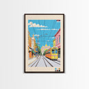 Kraljevo Serbia Travel Poster Framed Canvas Print, Midcentury Modern Art, Pop Art Wall Decor, Scenic Wall Art, Living Room Decoration, Office Gift