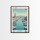 Le Havre France Travel Poster Framed Canvas Print, Midcentury Modern Art, Pop Art Wall Decor, Scenic Bedroom Art, Office Decoration