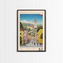 Martin Slovakia Travel Poster Framed Canvas Print, Midcentury Modern Art, Pop Art Wall Decor, Scenic Wall Art, Living Room Decoration, Office Art