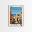 Nikaia Greece Travel Poster Framed Canvas Print, Midcentury Modern Art, Pop Art Wall Decor, Scenic Wall Art, Living Room Decoration, Office Art