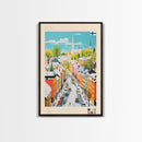 Pori Finland Travel Poster Framed Canvas Print, Midcentury Modern Art, Pop Art Wall Decor, Home Decor, Vacation Gift, Bedroom Art