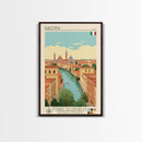 Ravenna Italy Travel Poster Framed Canvas Print, Midcentury Modern Art, Pop Art Wall Decor, Home Decor, Vacation Gift, Office Art