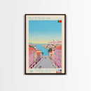 Vila Nova de Gaia Portugal Travel Poster Framed Canvas Print, Midcentury Modern Art, Pop Art Wall Decor, Living Room Art, Home Decoration