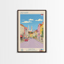 Zrenjanin Serbia Travel Poster Framed Canvas Print, Midcentury Modern Art, Pop Art Wall Decor, Living Room Art, Scenic Wall Art